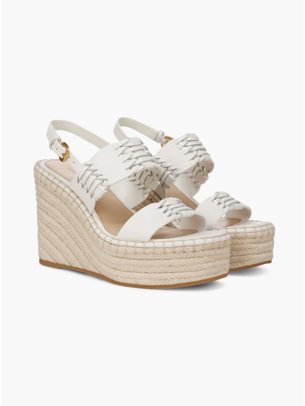 Veronica Beard Riya Slingback Coconut Leather Wedge Espadrille Sandals Sz 10 NIB